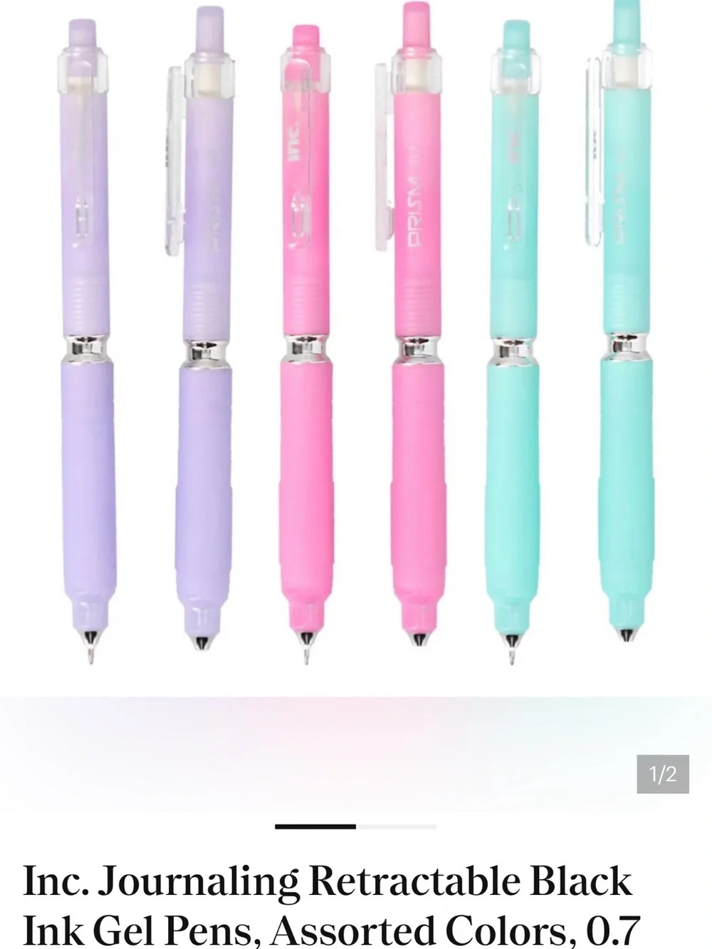 Prism Retractable Gel Pens - Pink & Purple (2-Pack Each)